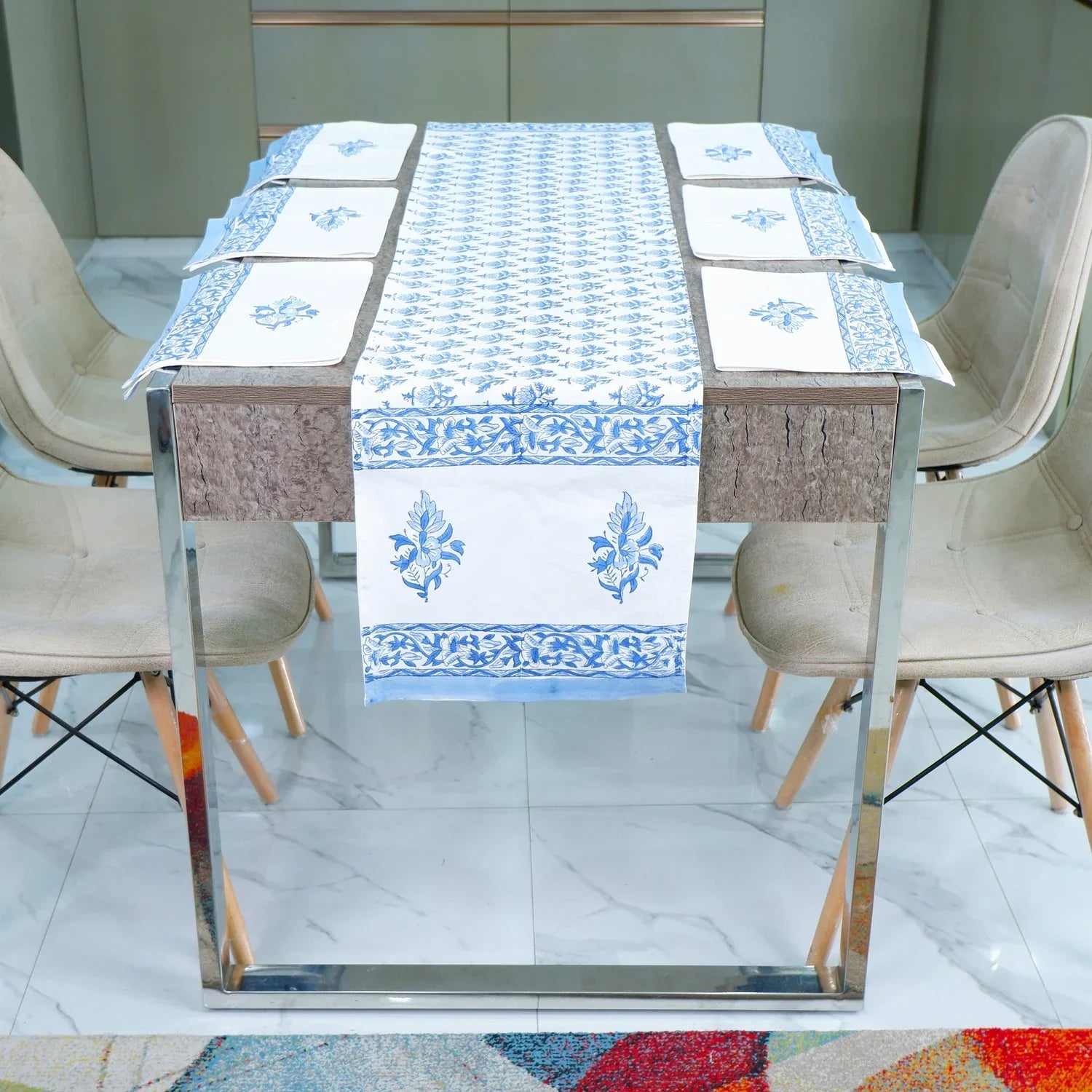 Hand Block Printed Cotton Table Runner - Kumad - Tarvik